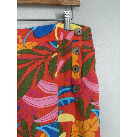 Calligraphie Anthropologie Bright Tropical‎ Linen Blend Pants Size L Beach Vacay - Picture 3 of 10